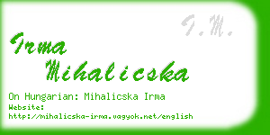 irma mihalicska business card